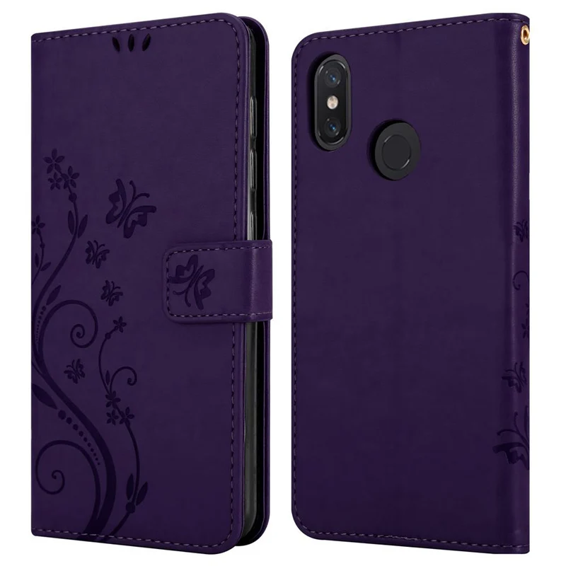 Cadorabo Hülle kompatibel mit Xiaomi Mi 8 Schutzhülle im Blumen Design mit Magnetverschluss, Standfunktion und Kartenfächern