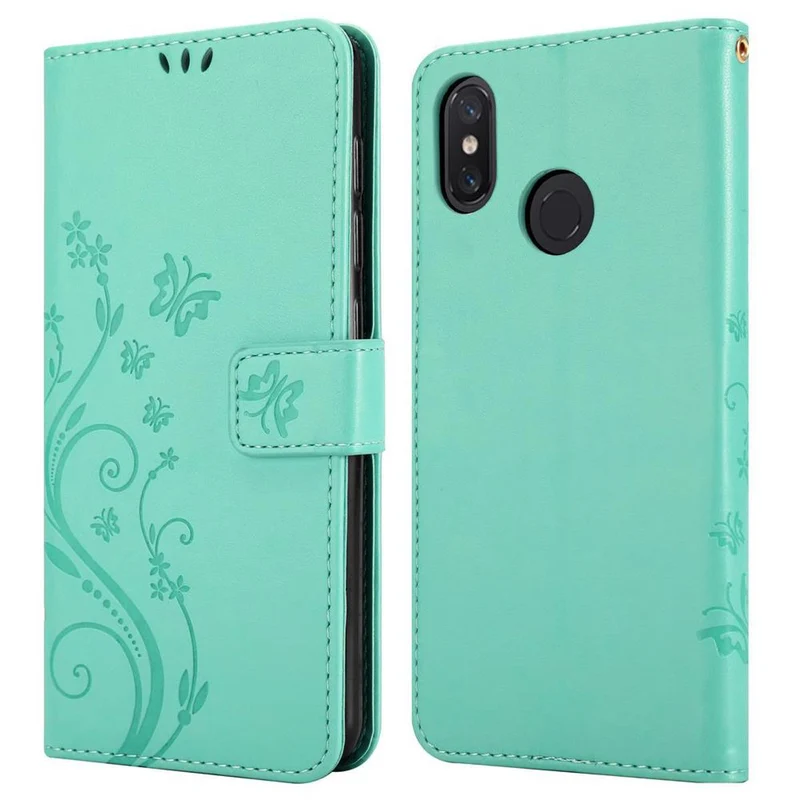 Cadorabo Hülle kompatibel mit Xiaomi Mi 8 Schutzhülle im Blumen Design mit Magnetverschluss, Standfunktion und Kartenfächern