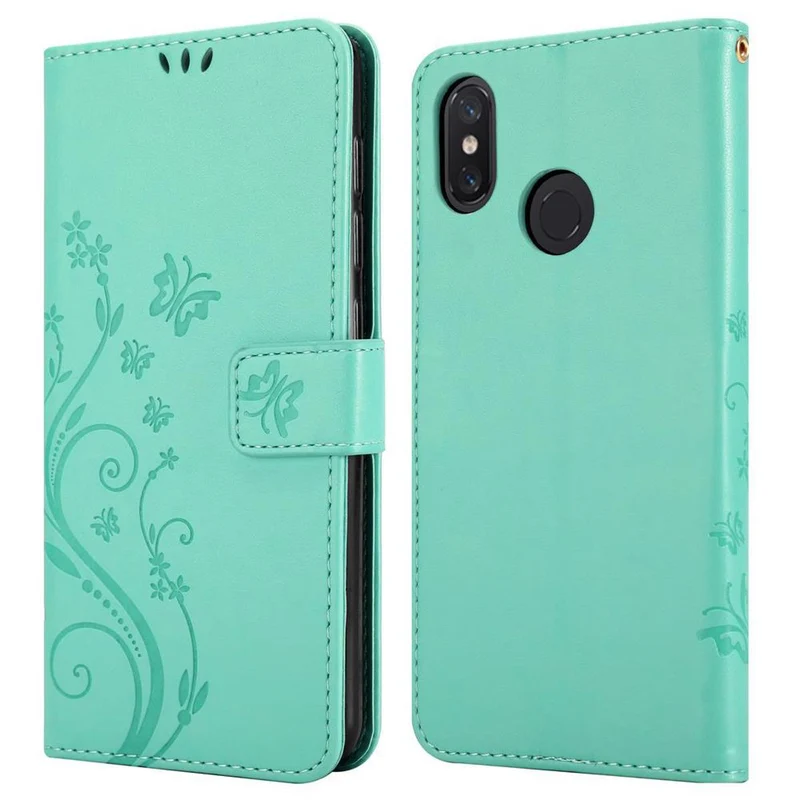 Cadorabo Hülle kompatibel mit Xiaomi Mi 8 Schutzhülle im Blumen Design mit Magnetverschluss, Standfunktion und Kartenfächern