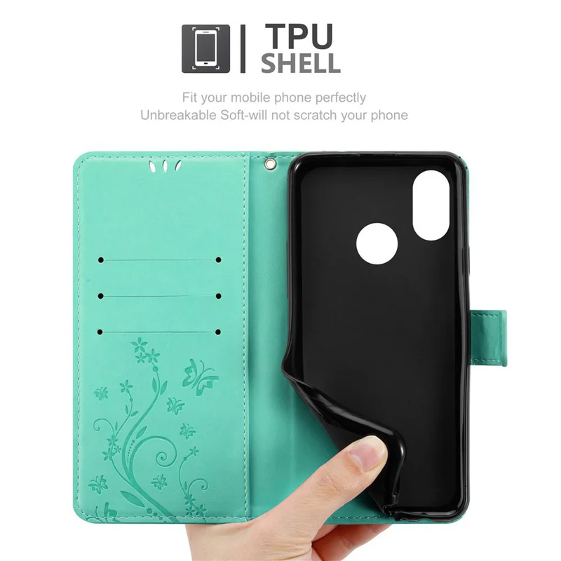 Cadorabo Hülle kompatibel mit Xiaomi Mi 8 Schutzhülle im Blumen Design mit Magnetverschluss, Standfunktion und Kartenfächern