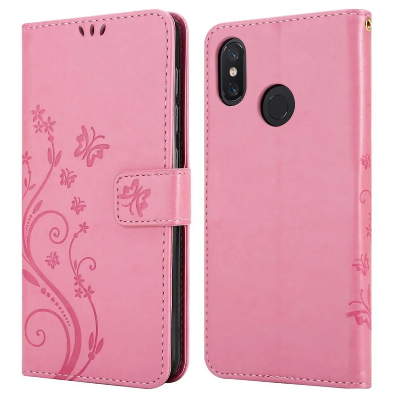 Cadorabo Hülle kompatibel mit Xiaomi Mi 8 Schutzhülle im Blumen Design mit Magnetverschluss, Standfunktion und Kartenfächern