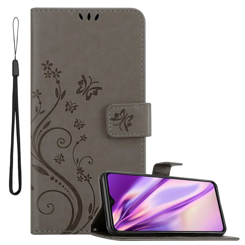 Cadorabo Hülle kompatibel mit Xiaomi RedMi NOTE 8 PRO Schutzhülle im Blumen Design mit Magnetverschluss, Standfunktion und Kartenfächern