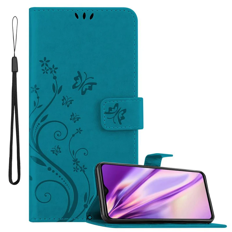 Cadorabo Hülle kompatibel mit Xiaomi RedMi NOTE 8 PRO Schutzhülle im Blumen Design mit Magnetverschluss, Standfunktion und Kartenfächern