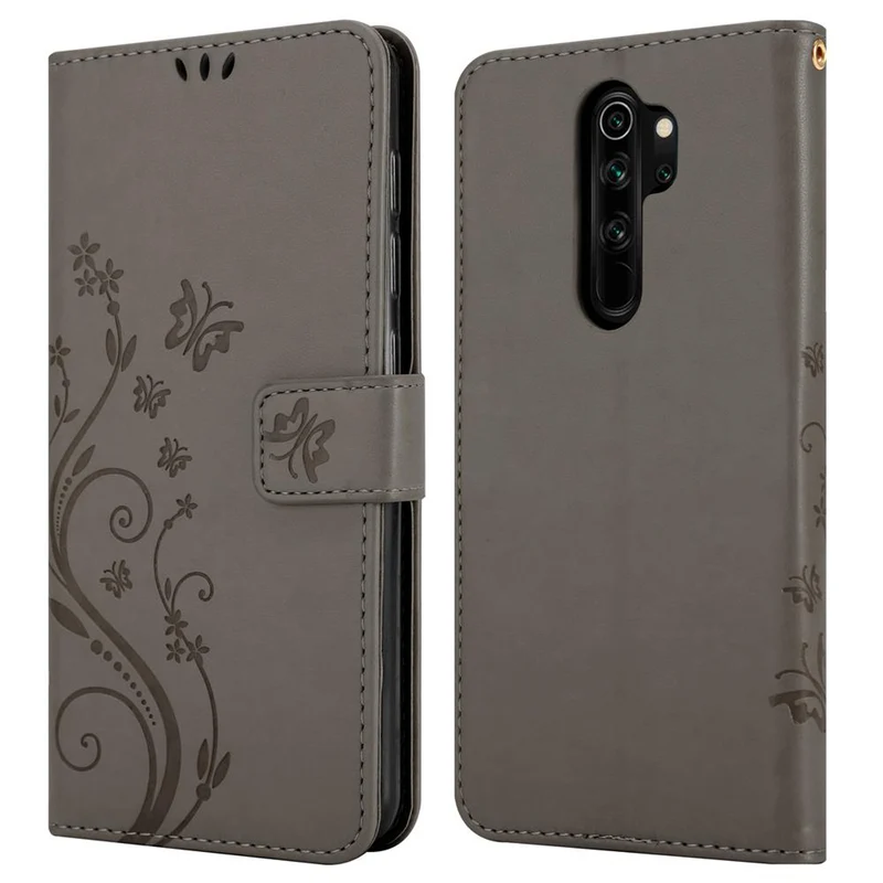 Cadorabo Hülle kompatibel mit Xiaomi RedMi NOTE 8 PRO Schutzhülle im Blumen Design mit Magnetverschluss, Standfunktion und Kartenfächern