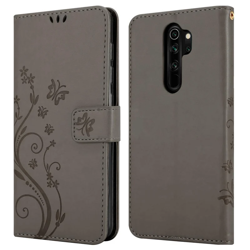 Cadorabo Hülle kompatibel mit Xiaomi RedMi NOTE 8 PRO Schutzhülle im Blumen Design mit Magnetverschluss, Standfunktion und Kartenfächern