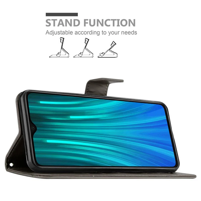 Cadorabo Hülle kompatibel mit Xiaomi RedMi NOTE 8 PRO Schutzhülle im Blumen Design mit Magnetverschluss, Standfunktion und Kartenfächern