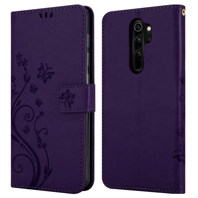 Cadorabo Hülle kompatibel mit Xiaomi RedMi NOTE 8 PRO Schutzhülle im Blumen Design mit Magnetverschluss, Standfunktion und Kartenfächern