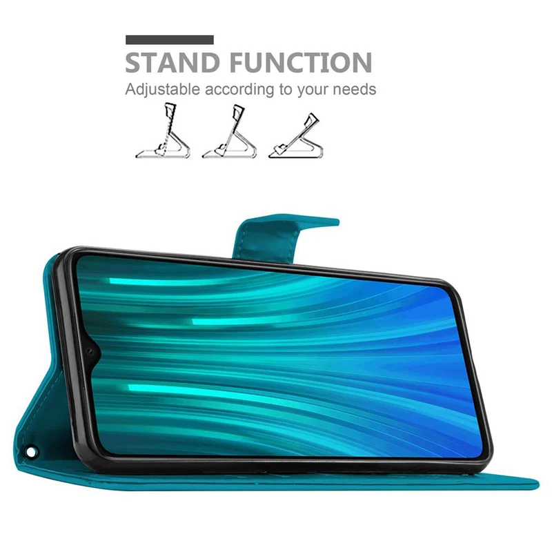 Cadorabo Hülle kompatibel mit Xiaomi RedMi NOTE 8 PRO Schutzhülle im Blumen Design mit Magnetverschluss, Standfunktion und Kartenfächern