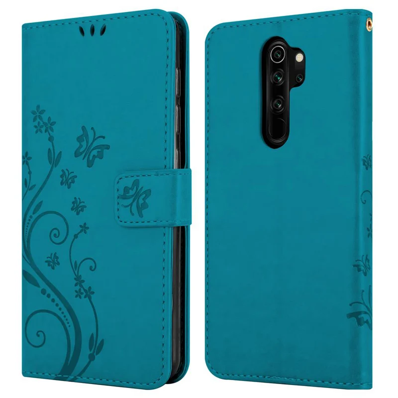 Cadorabo Hülle kompatibel mit Xiaomi RedMi NOTE 8 PRO Schutzhülle im Blumen Design mit Magnetverschluss, Standfunktion und Kartenfächern