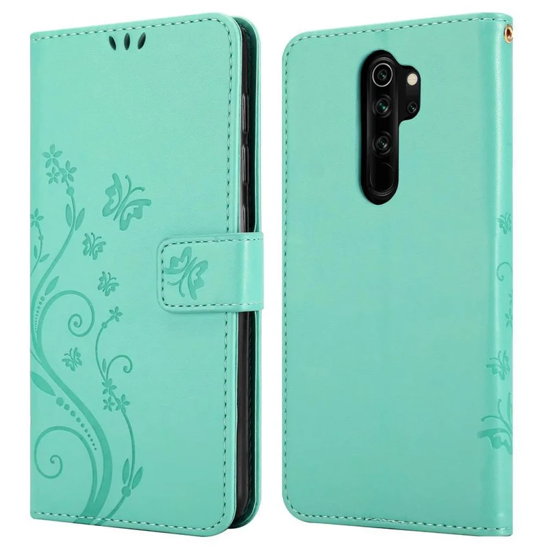 Cadorabo Hülle kompatibel mit Xiaomi RedMi NOTE 8 PRO Schutzhülle im Blumen Design mit Magnetverschluss, Standfunktion und Kartenfächern