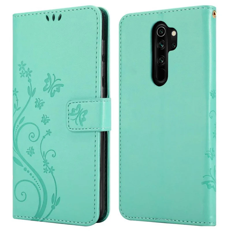 Cadorabo Hülle kompatibel mit Xiaomi RedMi NOTE 8 PRO Schutzhülle im Blumen Design mit Magnetverschluss, Standfunktion und Kartenfächern