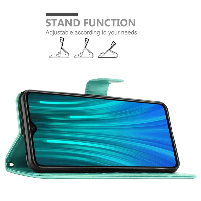 Cadorabo Hülle kompatibel mit Xiaomi RedMi NOTE 8 PRO Schutzhülle im Blumen Design mit Magnetverschluss, Standfunktion und Kartenfächern