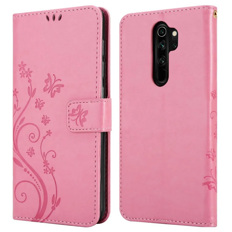 Cadorabo Hülle kompatibel mit Xiaomi RedMi NOTE 8 PRO Schutzhülle im Blumen Design mit Magnetverschluss, Standfunktion und Kartenfächern