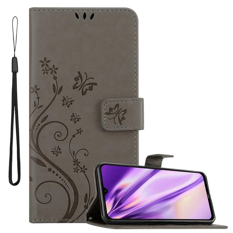 Cadorabo Hülle kompatibel mit Xiaomi RedMi NOTE 8 Schutzhülle im Blumen Design mit Magnetverschluss, Standfunktion und Kartenfächern