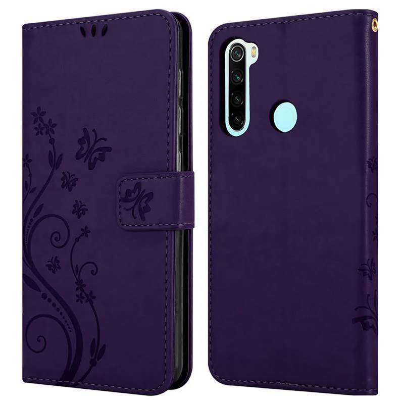 Cadorabo Hülle kompatibel mit Xiaomi RedMi NOTE 8 Schutzhülle im Blumen Design mit Magnetverschluss, Standfunktion und Kartenfächern