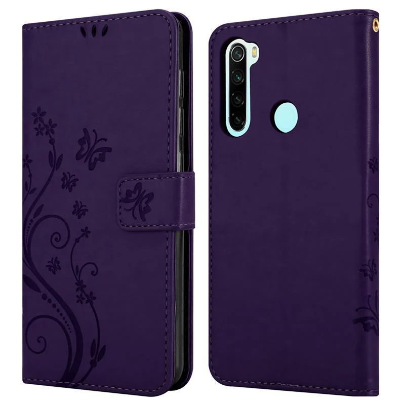 Cadorabo Hülle kompatibel mit Xiaomi RedMi NOTE 8 Schutzhülle im Blumen Design mit Magnetverschluss, Standfunktion und Kartenfächern