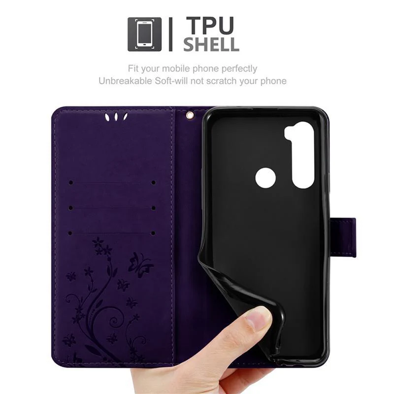 Cadorabo Hülle kompatibel mit Xiaomi RedMi NOTE 8 Schutzhülle im Blumen Design mit Magnetverschluss, Standfunktion und Kartenfächern