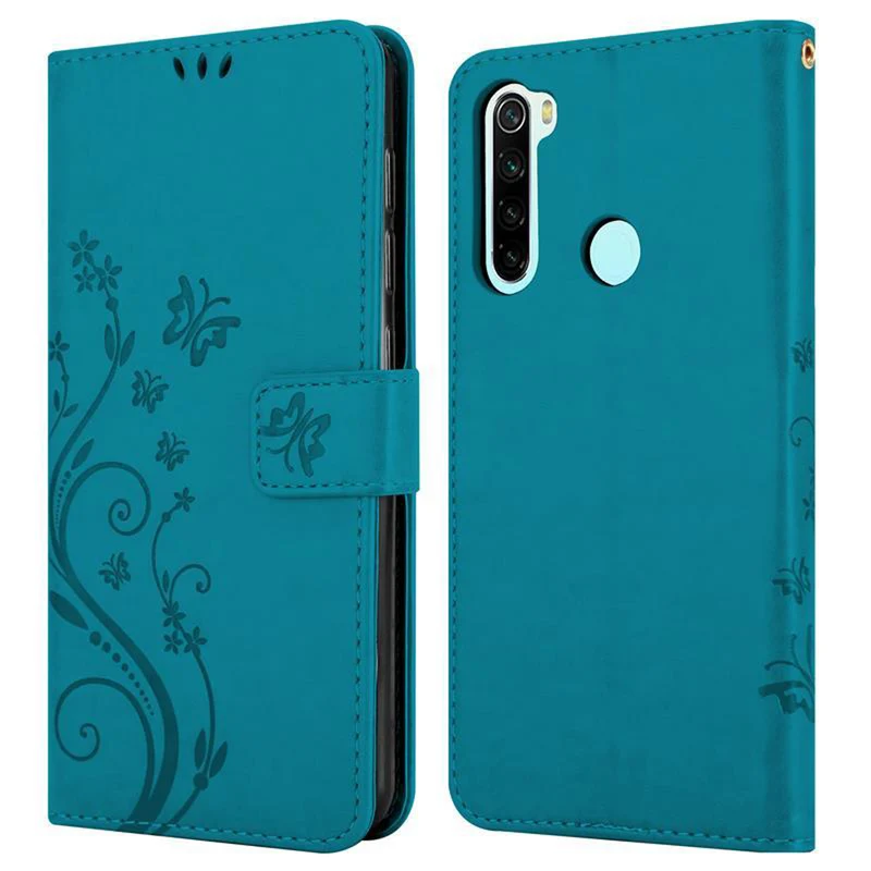 Cadorabo Hülle kompatibel mit Xiaomi RedMi NOTE 8 Schutzhülle im Blumen Design mit Magnetverschluss, Standfunktion und Kartenfächern