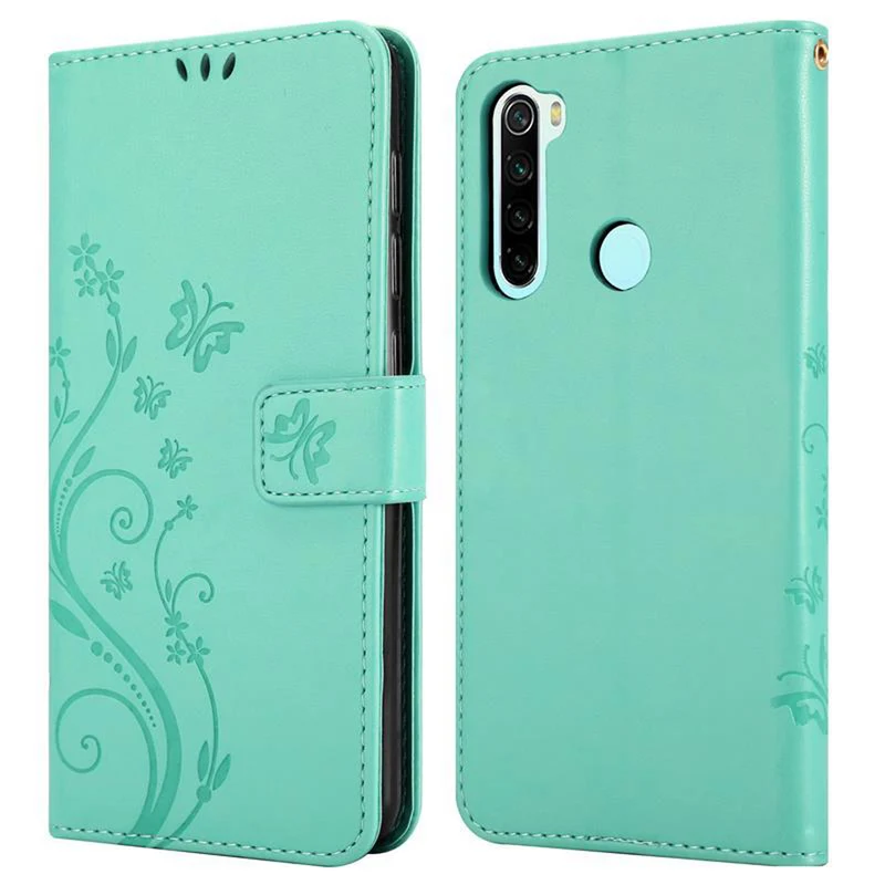 Cadorabo Hülle kompatibel mit Xiaomi RedMi NOTE 8 Schutzhülle im Blumen Design mit Magnetverschluss, Standfunktion und Kartenfächern