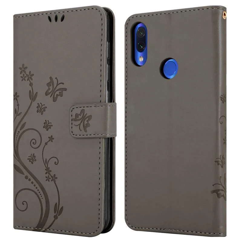 Cadorabo Hülle kompatibel mit Xiaomi RedMi NOTE 7 Schutzhülle im Blumen Design mit Magnetverschluss, Standfunktion und Kartenfächern