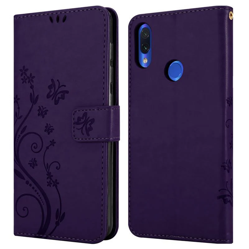 Cadorabo Hülle kompatibel mit Xiaomi RedMi NOTE 7 Schutzhülle im Blumen Design mit Magnetverschluss, Standfunktion und Kartenfächern
