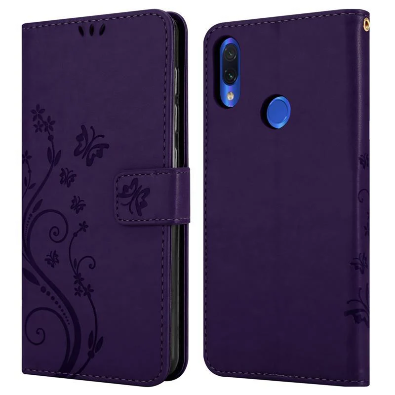 Cadorabo Hülle kompatibel mit Xiaomi RedMi NOTE 7 Schutzhülle im Blumen Design mit Magnetverschluss, Standfunktion und Kartenfächern