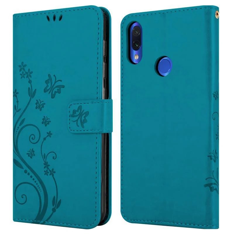 Cadorabo Hülle kompatibel mit Xiaomi RedMi NOTE 7 Schutzhülle im Blumen Design mit Magnetverschluss, Standfunktion und Kartenfächern