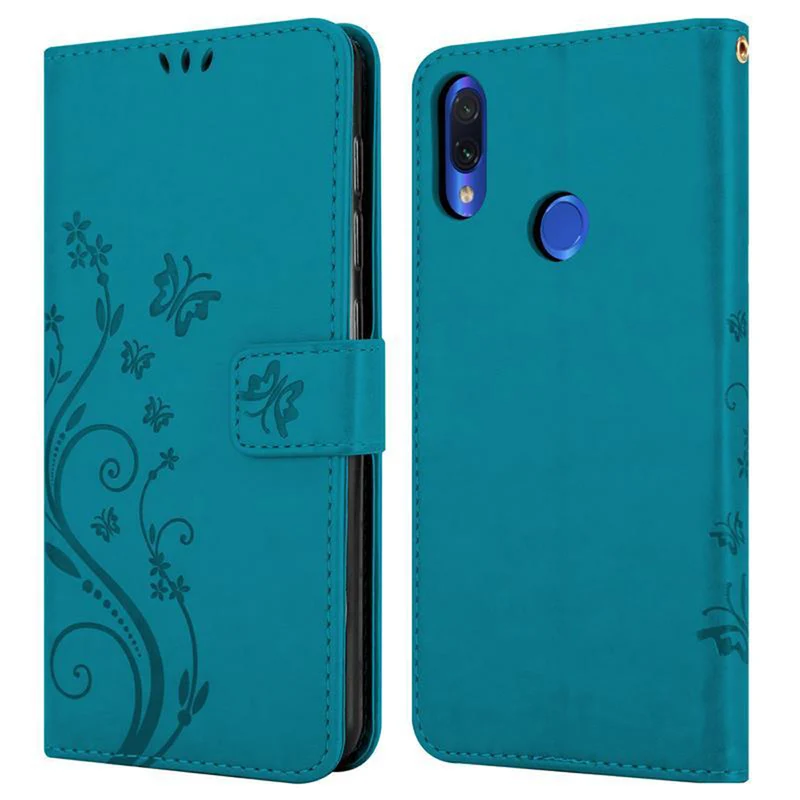 Cadorabo Hülle kompatibel mit Xiaomi RedMi NOTE 7 Schutzhülle im Blumen Design mit Magnetverschluss, Standfunktion und Kartenfächern
