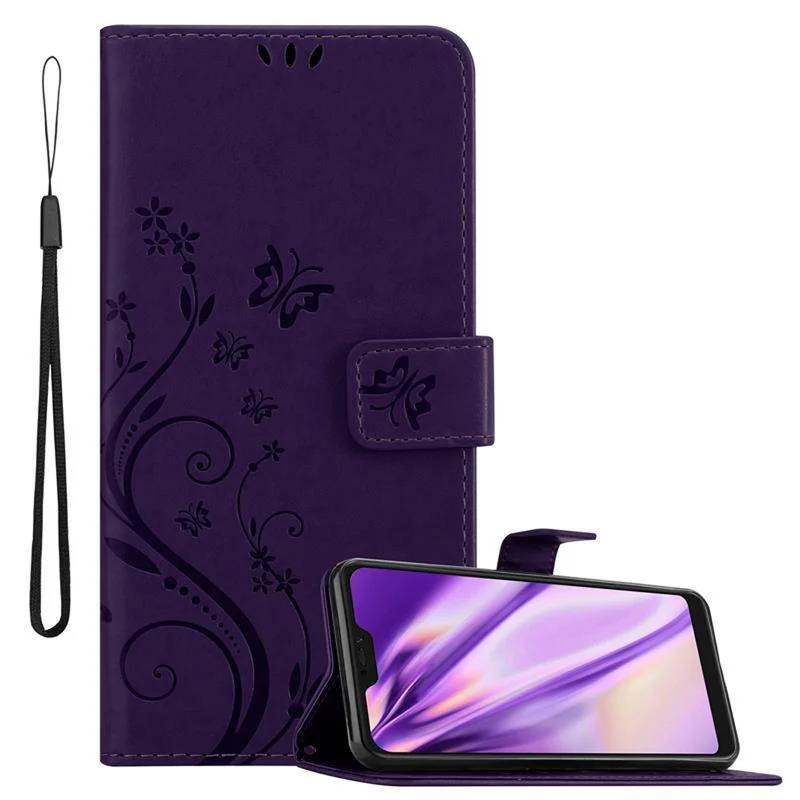 Cadorabo Hülle kompatibel mit Xiaomi RedMi NOTE 6 PRO Schutzhülle im Blumen Design mit Magnetverschluss, Standfunktion und Kartenfächern