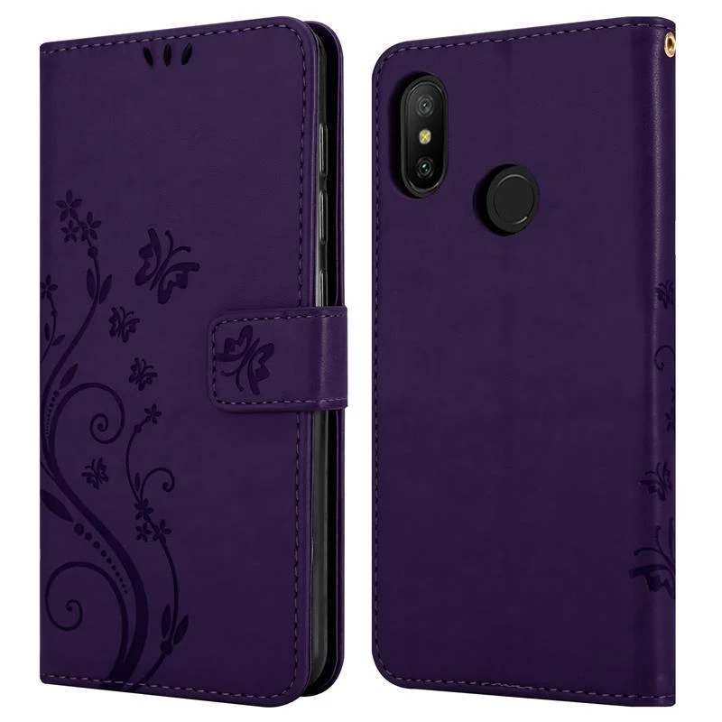 Cadorabo Hülle kompatibel mit Xiaomi RedMi NOTE 6 PRO Schutzhülle im Blumen Design mit Magnetverschluss, Standfunktion und Kartenfächern