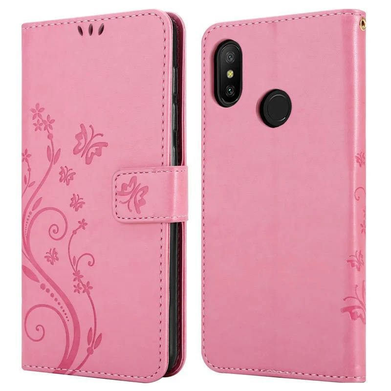 Cadorabo Hülle kompatibel mit Xiaomi RedMi NOTE 6 PRO Schutzhülle im Blumen Design mit Magnetverschluss, Standfunktion und Kartenfächern