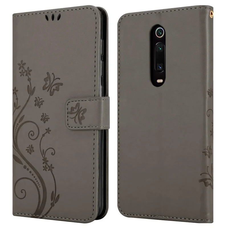Cadorabo Hülle kompatibel mit Xiaomi Mi 9T / Mi 9T PRO / RedMi K20 / RedMi K20 PRO Schutzhülle im Blumen Design mit Magnetverschluss, Standfunktion und Kartenfächern