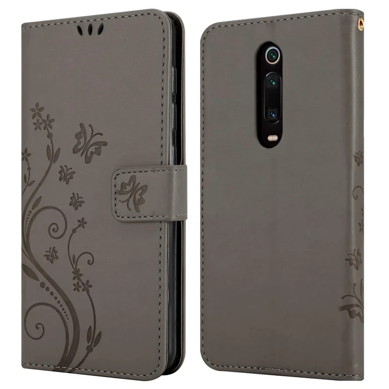 Cadorabo Hülle kompatibel mit Xiaomi Mi 9T / Mi 9T PRO / RedMi K20 / RedMi K20 PRO Schutzhülle im Blumen Design mit Magnetverschluss, Standfunktion und Kartenfächern