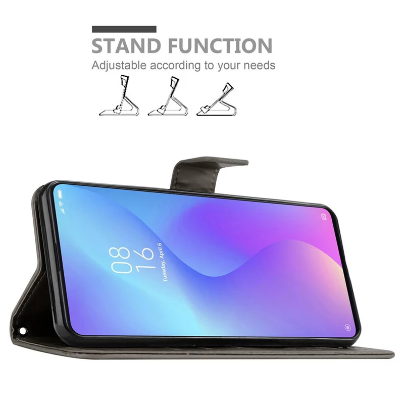 Cadorabo Hülle kompatibel mit Xiaomi Mi 9T / Mi 9T PRO / RedMi K20 / RedMi K20 PRO Schutzhülle im Blumen Design mit Magnetverschluss, Standfunktion und Kartenfächern
