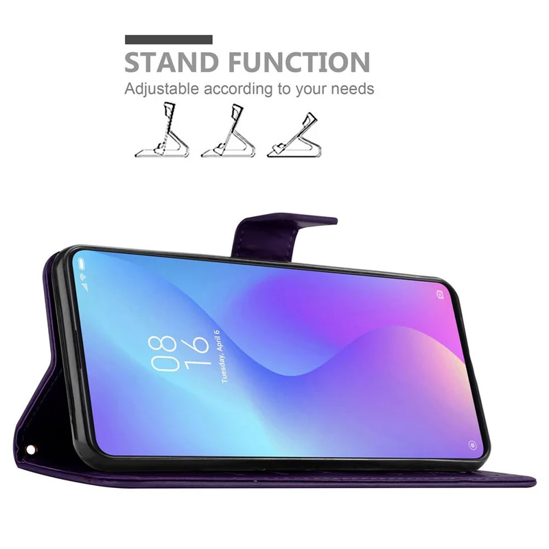 Cadorabo Hülle kompatibel mit Xiaomi Mi 9T / Mi 9T PRO / RedMi K20 / RedMi K20 PRO Schutzhülle im Blumen Design mit Magnetverschluss, Standfunktion und Kartenfächern