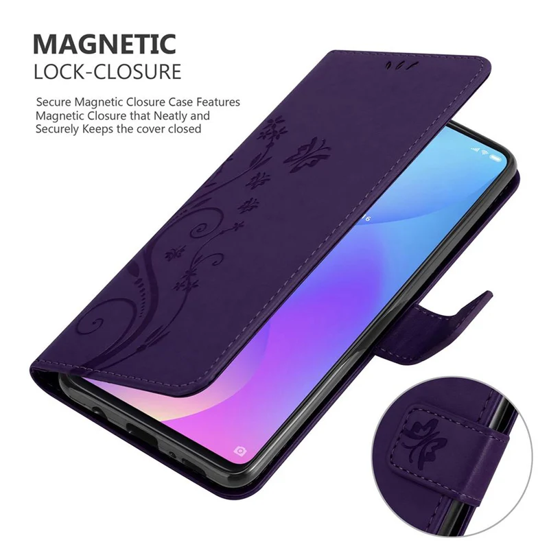 Cadorabo Hülle kompatibel mit Xiaomi Mi 9T / Mi 9T PRO / RedMi K20 / RedMi K20 PRO Schutzhülle im Blumen Design mit Magnetverschluss, Standfunktion und Kartenfächern