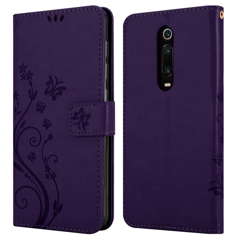 Cadorabo Hülle kompatibel mit Xiaomi Mi 9T / Mi 9T PRO / RedMi K20 / RedMi K20 PRO Schutzhülle im Blumen Design mit Magnetverschluss, Standfunktion und Kartenfächern