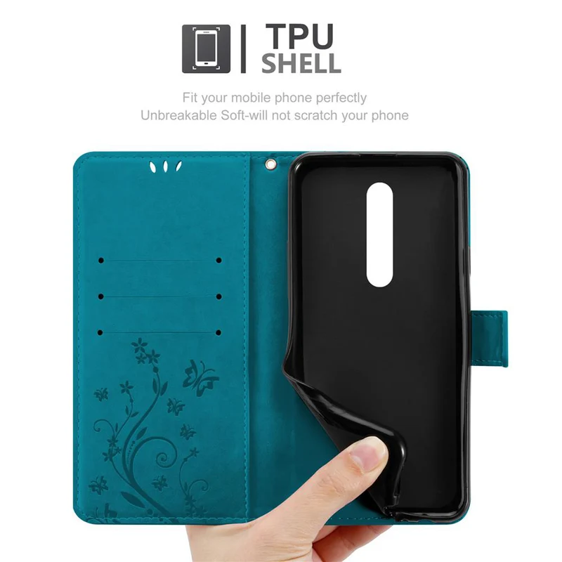 Cadorabo Hülle kompatibel mit Xiaomi Mi 9T / Mi 9T PRO / RedMi K20 / RedMi K20 PRO Schutzhülle im Blumen Design mit Magnetverschluss, Standfunktion und Kartenfächern