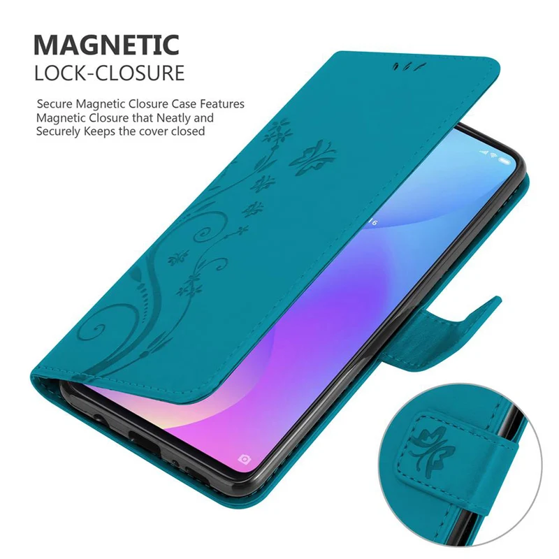Cadorabo Hülle kompatibel mit Xiaomi Mi 9T / Mi 9T PRO / RedMi K20 / RedMi K20 PRO Schutzhülle im Blumen Design mit Magnetverschluss, Standfunktion und Kartenfächern