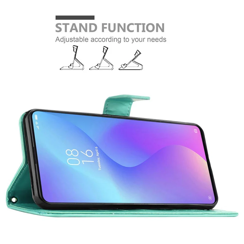 Cadorabo Hülle kompatibel mit Xiaomi Mi 9T / Mi 9T PRO / RedMi K20 / RedMi K20 PRO Schutzhülle im Blumen Design mit Magnetverschluss, Standfunktion und Kartenfächern