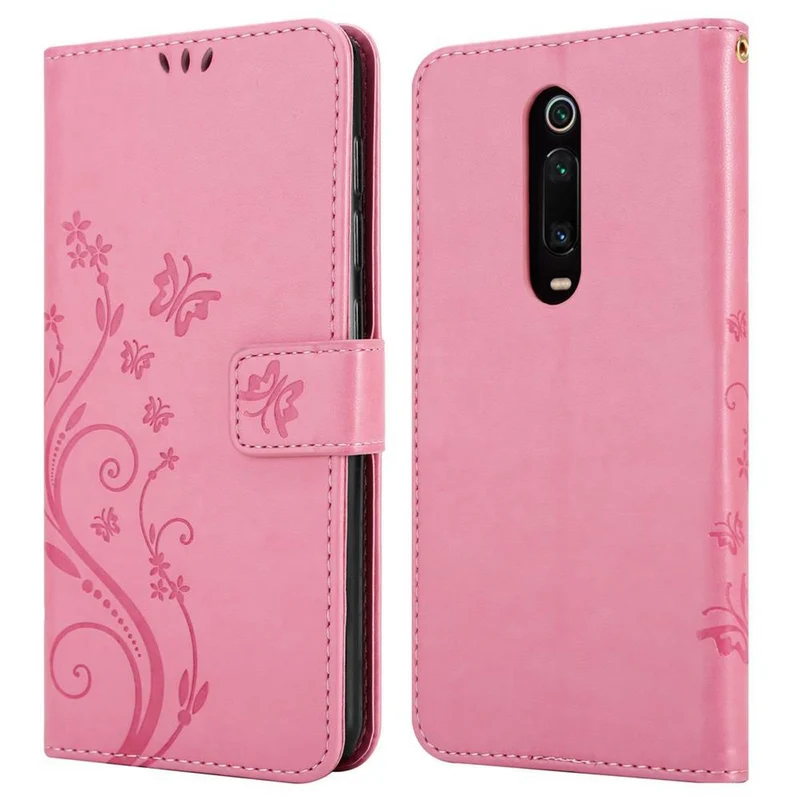 Cadorabo Hülle kompatibel mit Xiaomi Mi 9T / Mi 9T PRO / RedMi K20 / RedMi K20 PRO Schutzhülle im Blumen Design mit Magnetverschluss, Standfunktion und Kartenfächern