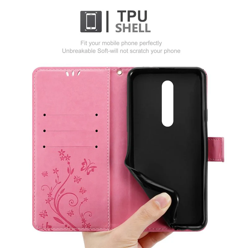 Cadorabo Hülle kompatibel mit Xiaomi Mi 9T / Mi 9T PRO / RedMi K20 / RedMi K20 PRO Schutzhülle im Blumen Design mit Magnetverschluss, Standfunktion und Kartenfächern