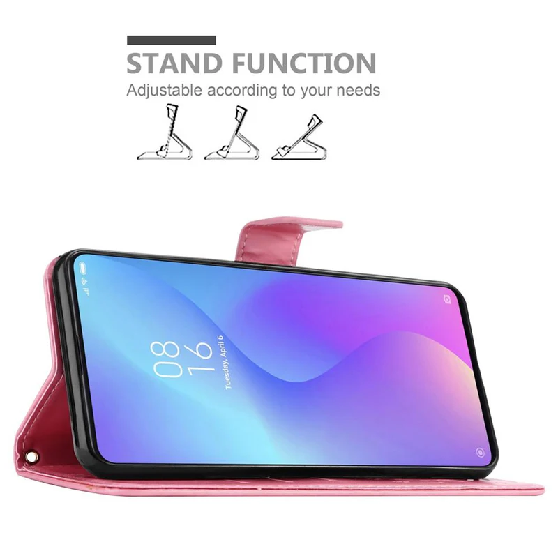 Cadorabo Hülle kompatibel mit Xiaomi Mi 9T / Mi 9T PRO / RedMi K20 / RedMi K20 PRO Schutzhülle im Blumen Design mit Magnetverschluss, Standfunktion und Kartenfächern