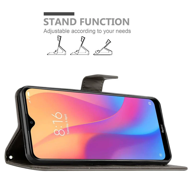 Cadorabo Hülle kompatibel mit Xiaomi RedMi 8A Schutzhülle im Blumen Design mit Magnetverschluss, Standfunktion und Kartenfächern