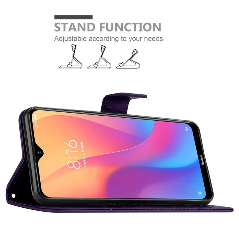 Cadorabo Hülle kompatibel mit Xiaomi RedMi 8A Schutzhülle im Blumen Design mit Magnetverschluss, Standfunktion und Kartenfächern