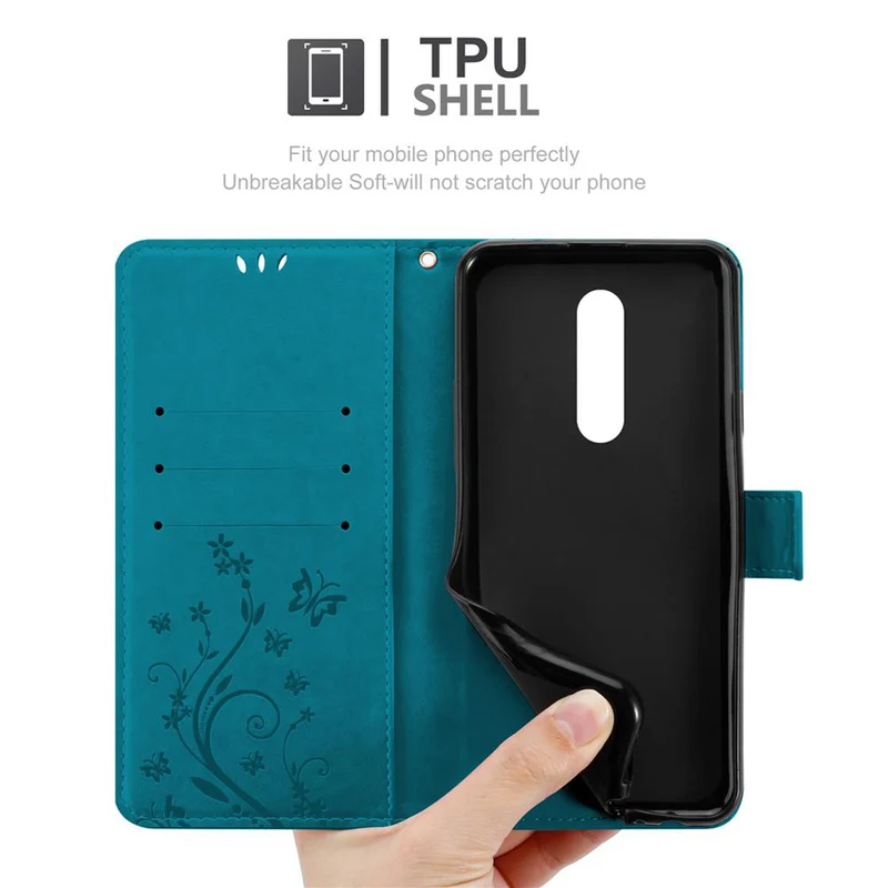 Cadorabo Hülle kompatibel mit Xiaomi RedMi 8A Schutzhülle im Blumen Design mit Magnetverschluss, Standfunktion und Kartenfächern