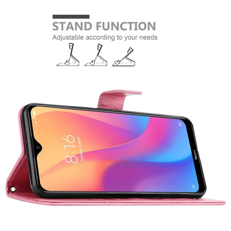 Cadorabo Hülle kompatibel mit Xiaomi RedMi 8A Schutzhülle im Blumen Design mit Magnetverschluss, Standfunktion und Kartenfächern