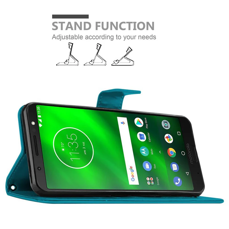 Cadorabo Hülle kompatibel mit Motorola MOTO G6 PLUS Schutzhülle im Blumen Design mit Magnetverschluss, Standfunktion und Kartenfächern
