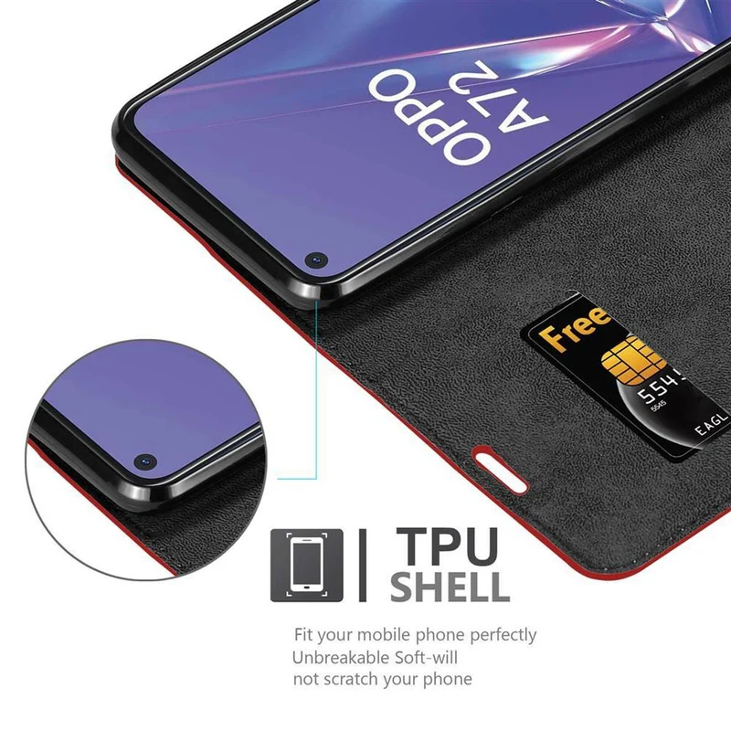 Cadorabo Hülle kompatibel mit Oppo A52 Schutzhülle mit Magnetverschluss, Standfunktion und Kartenfach