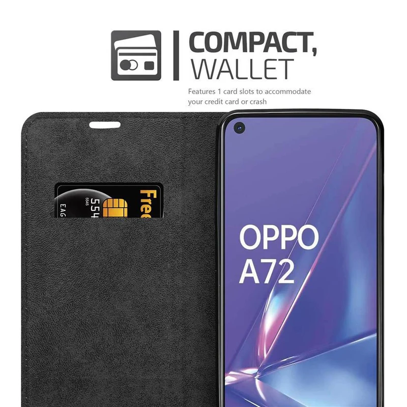 Cadorabo Hülle kompatibel mit Oppo A52 Schutzhülle mit Magnetverschluss, Standfunktion und Kartenfach